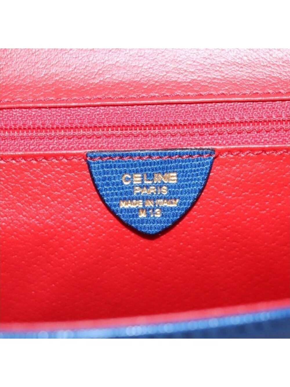 Authentic CELINE Shoulder Bag Leather Blue Gold - Picture 4 of 16